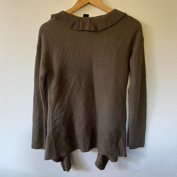 Ann Taylor Factory Cardigan Women's XS Open Ruffle Front Green - Picture 5 of 5